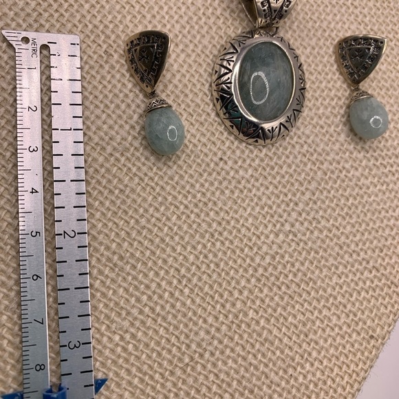 Sincerely Southwest Sterling Milky Aquamarine Pendant and Earrings Set - Picture 6 of 8